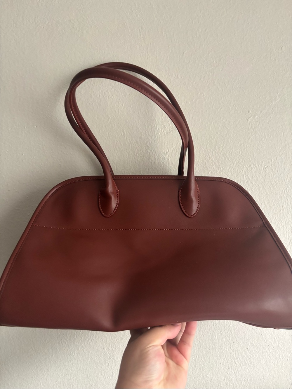 Classic Structured Tote Bag in Deep Res Brown Large Volume Genuine Leather